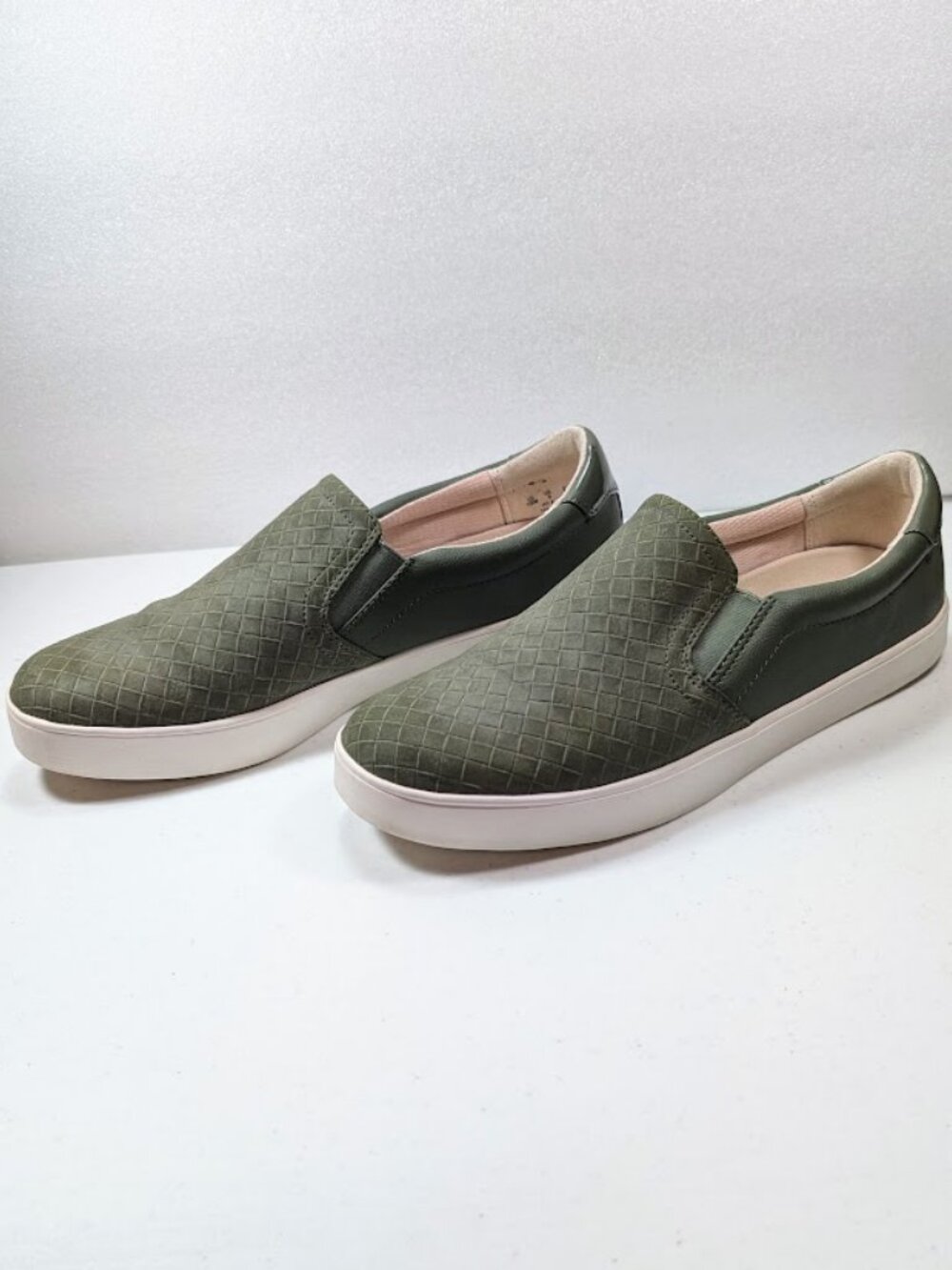 Dr. Scholl's Madison Olive Green Sneakers Womens 10 M Lattice Textured